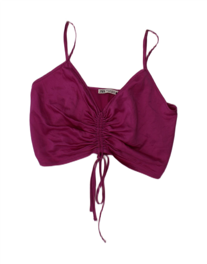 Zara Γυναικείο Crop Top Μικρό Μωβ Πολυεστέρας