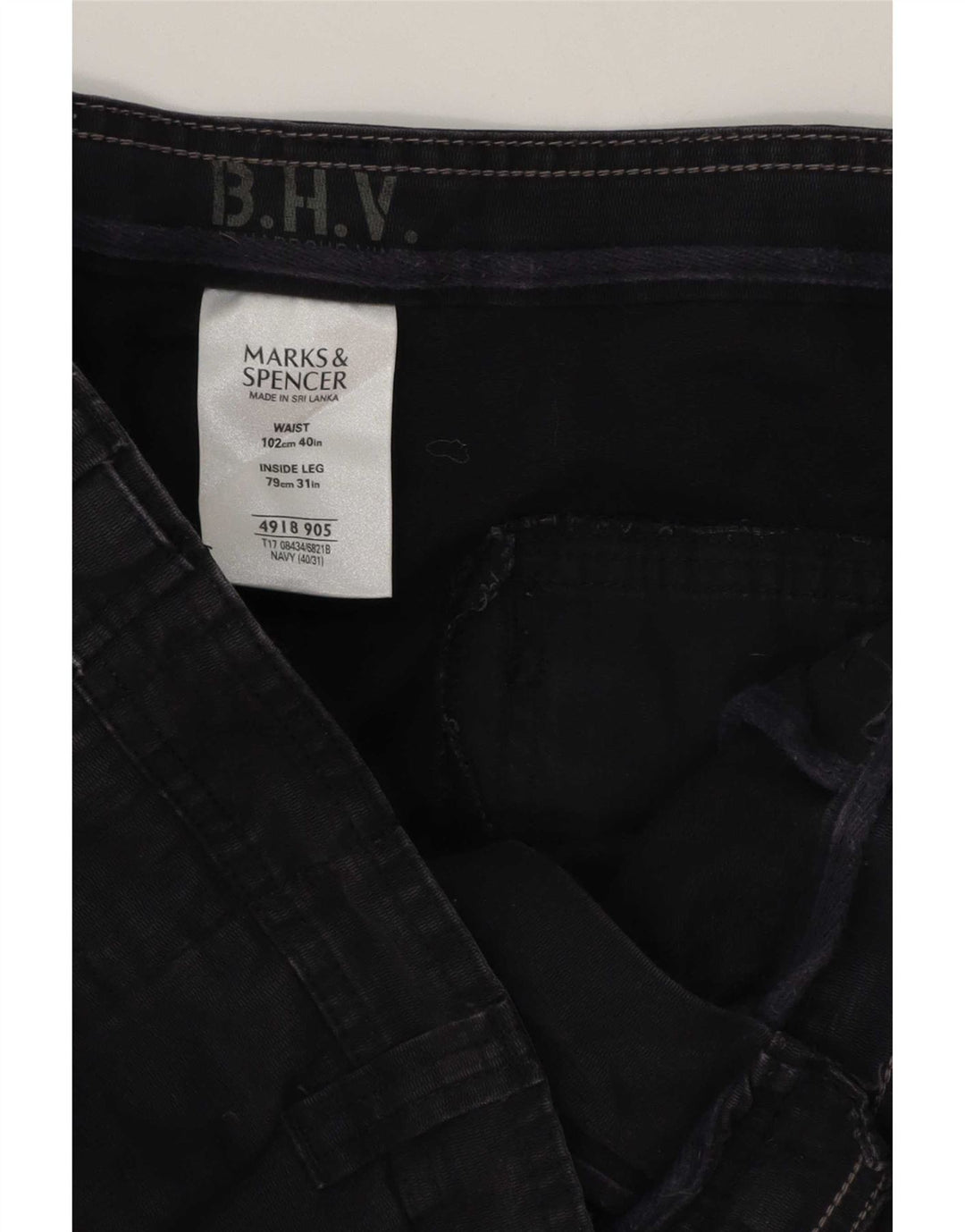 Marks & Spencer Ανδρικό ίσιο παντελόνι Cargo W40 L31 Navy Blue Cotton