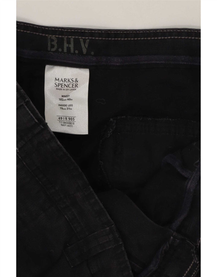Marks & Spencer Ανδρικό ίσιο παντελόνι Cargo W40 L31 Navy Blue Cotton