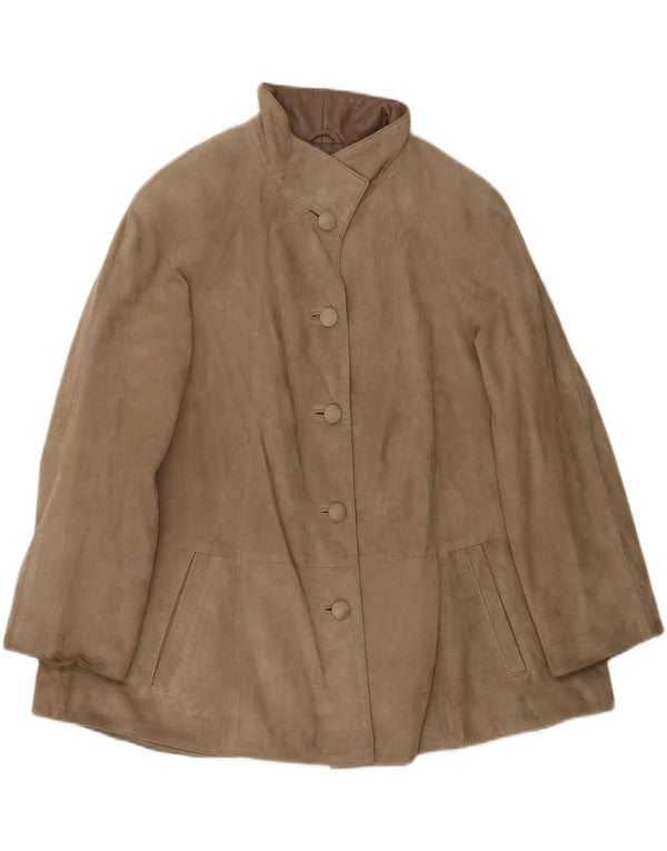 VINTAGE Γυναικείο Suede Jacket UK 10 Small Beige Leather