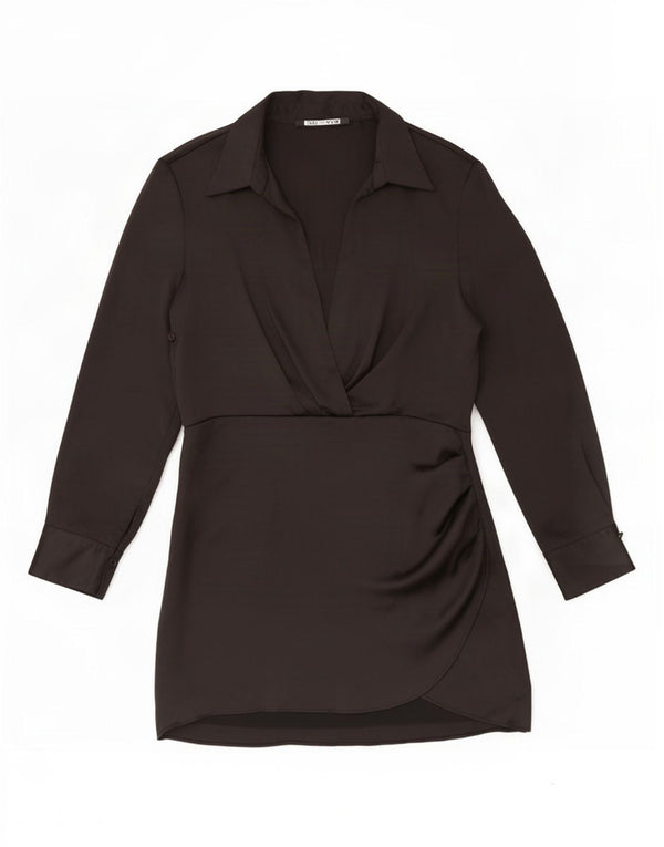 Γυναικείο μακρυμάνικο φόρεμα Zara UK 18 XL Μαύρο πολυεστέρα