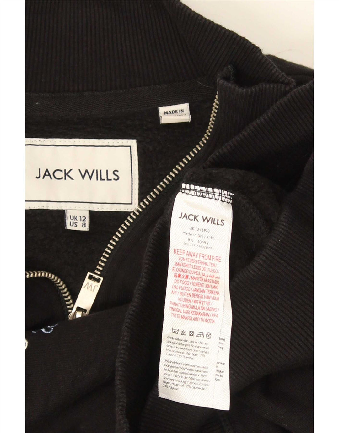 Jack Wills Γυναικείο Γραφικό Φούτερ Jumper UK 12 Medium Black