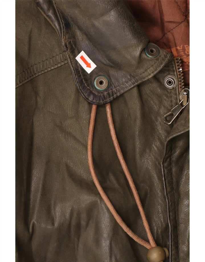 Vintage Ανδρικό Δερμάτινο Μπουφάν IT 52 XL Δερμάτινο Χακί