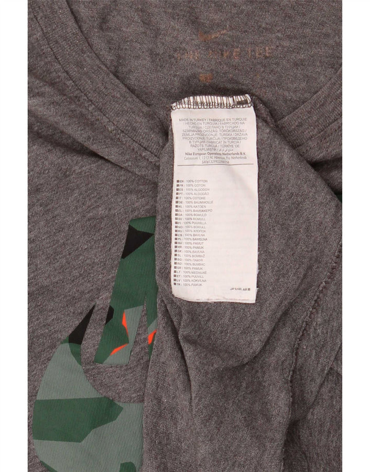 Μπλουζάκι Nike ανδρικό Dri Fit γραφικό μπλουζάκι, μικρό γκρι βαμβακερό