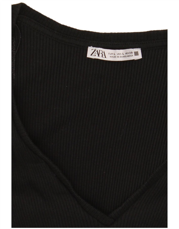 Zara Γυναικεία Μπλούζα Crop Top UK 14 Large Black