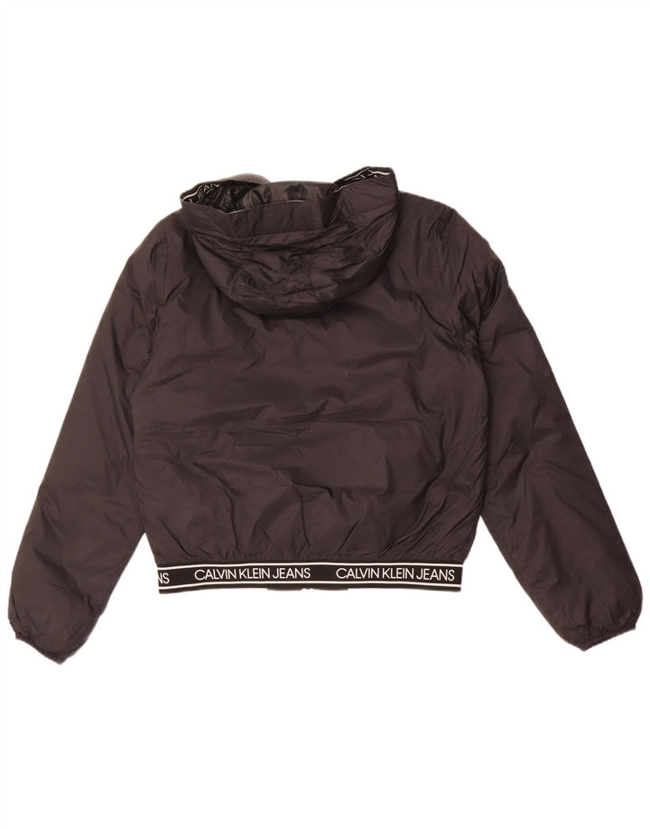 Calvin Klein Jeans Γυναικείο Μπουφάν με κουκούλα γραφικά UK 10 Small Black