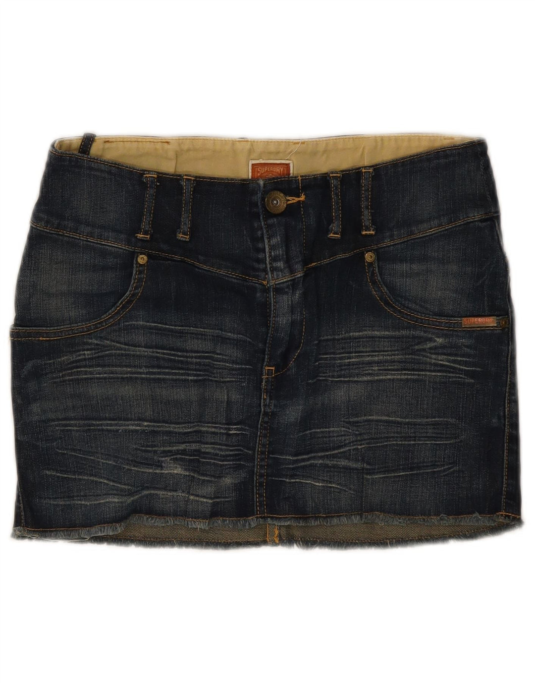 Γυναικεία Μίνι Τζιν Φούστα SUPERDRY W30 Μεσαίο Μπλε Βαμβακερό