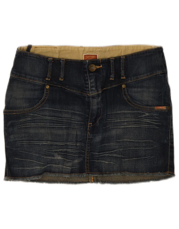 Γυναικεία Μίνι Τζιν Φούστα SUPERDRY W30 Μεσαίο Μπλε Βαμβακερό