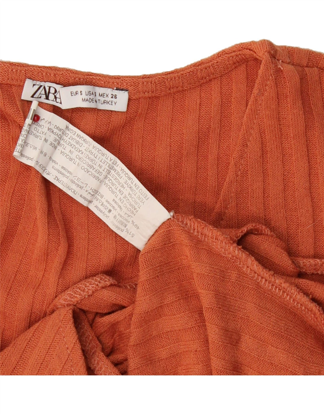ZARA Womens Crop Blouse Top UK 8 Small Orange Polyester Vintage Zara and Second-Hand Zara from Messina Hembry 