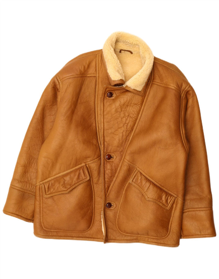 Vintage Ανδρικό Shearling Jacket UK 36 Small Beige