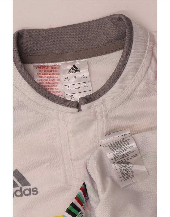 Γραφικό T-Shirt Adidas Boys Top 9-10 ετών Λευκός Πολυεστέρας