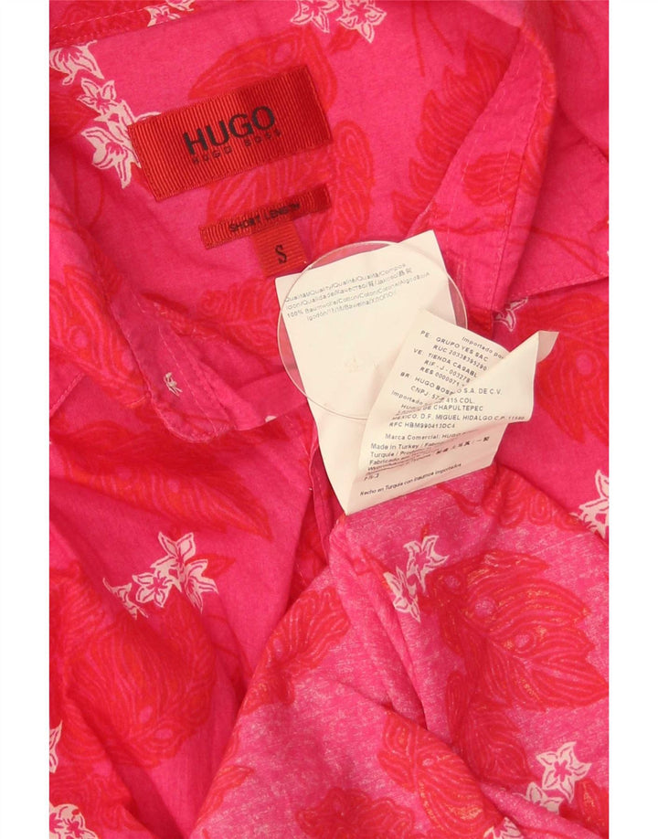 Ανδρικό πουκάμισο Hugo Boss Μικρό ροζ φλοράλ βαμβακερό