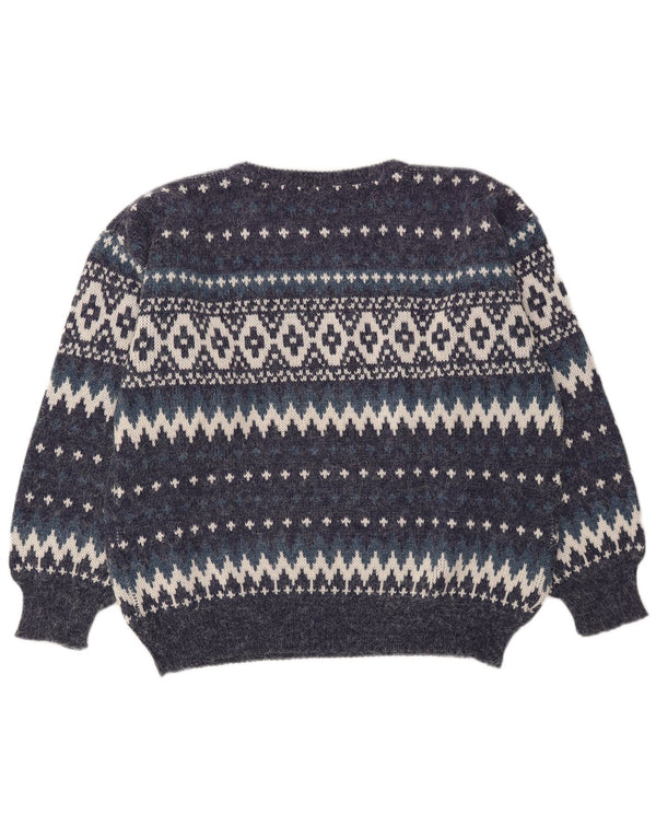 Ανδρικό πουλόβερ VINTAGE Crew Neck Jumper IT 48/50 Medium Navy Blue Fair Isle