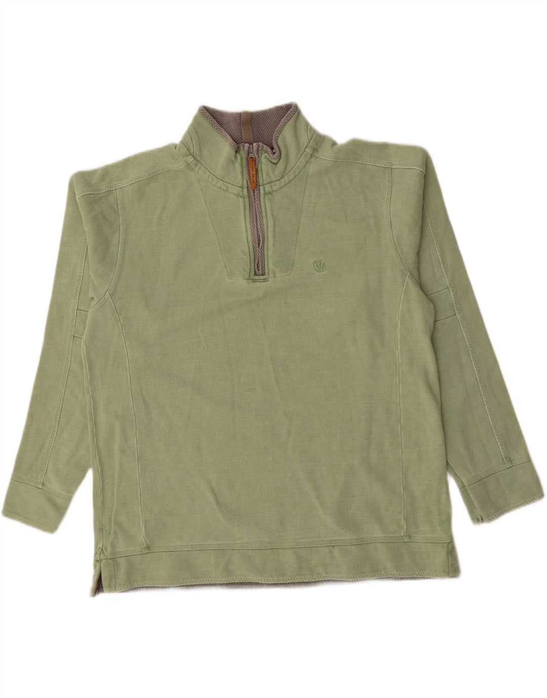 Ανδρικό φούτερ με λαιμόκοψη με φερμουάρ για πρόσωπο με μεγάλο χακί βαμβακερό