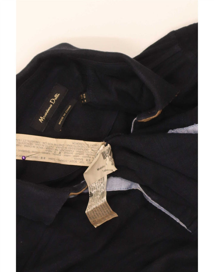 Ανδρικό μακρυμάνικο μπλουζάκι πόλο Massimo Dutti, Βαμβακερό μεσαίο ναυτικό