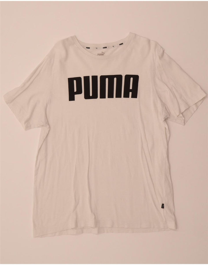 PUMA Mens Graphic T-Shirt Top Large White Cotton Vintage Puma and Second-Hand Puma from Messina Hembry 