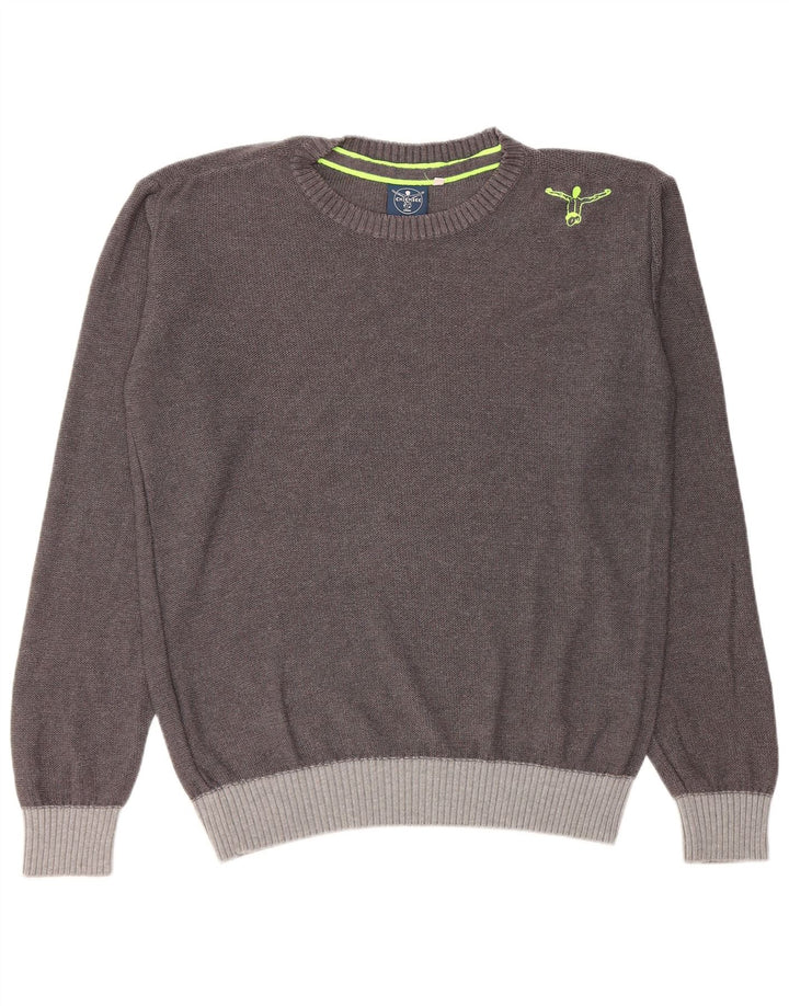 CHIEMSEE Ανδρικό πουλόβερ με λαιμόκοψη μεσαίου γκρι βαμβακερό