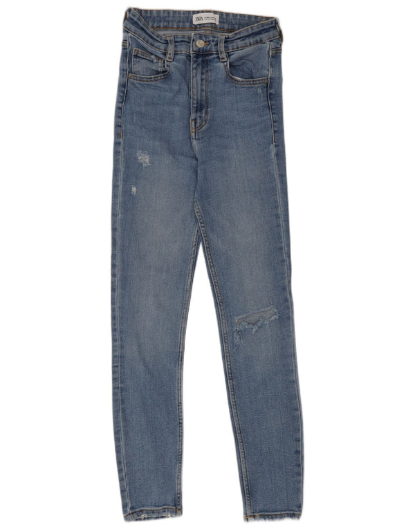 Zara Womens Distressed Skinny Jeans EU 36 XS W26 L26 Blue
