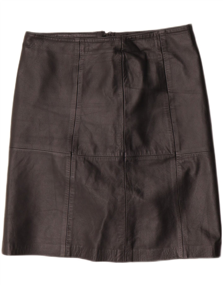 VINTAGE Womens Leather Skirt W30 Medium Black Leather