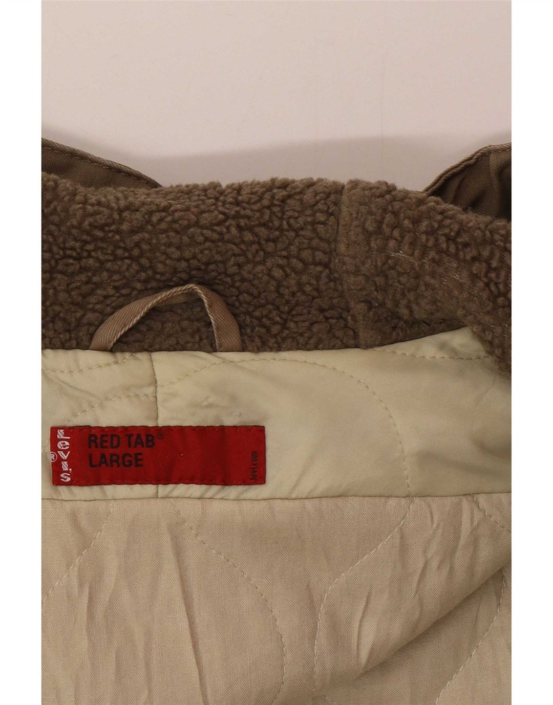 Levi's Mens Hooded Parka Jacket UK 40 Large Beige Cotton