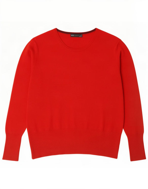 Marks & Spencer Γυναικείο πουλόβερ με λαιμό σκάφος UK 22 3XL κόκκινο βισκόζη