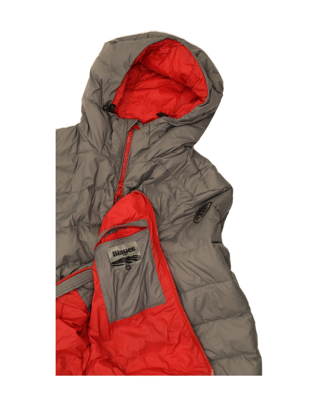 BLAUER Womens Hooded Padded Jacket UK 20 2XL Grey Polyamide Vintage Blauer and Second-Hand Blauer from Messina Hembry 