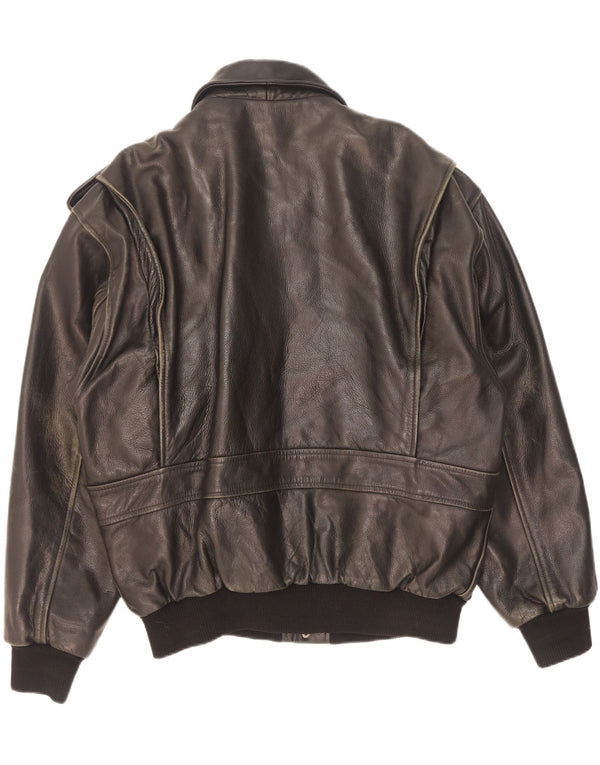 Vintage Ανδρικό Στρατιωτικό Δερμάτινο Μπουφάν UK 42 XL Μαύρο
