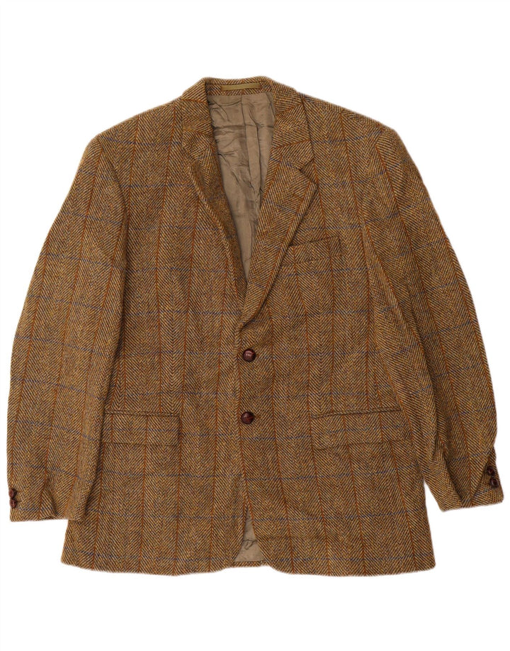 HARRIS TWEED Ανδρικό σακάκι blazer UK 38 μεσαίο καφέ ψαροκόκκαλο