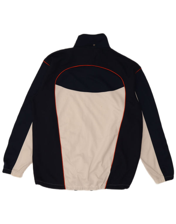 Asics Mens Tracksuit Top Jacket Large Navy Blue Colourblock Polyester