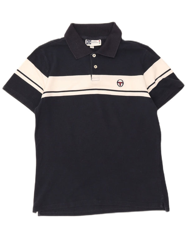 SERGIO TACCHINI Mens Polo Shirt Medium Navy Blue Colourblock Cotton