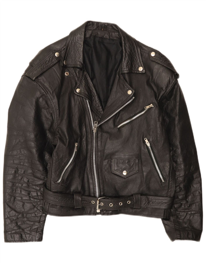 Vintage Ανδρικό Δερμάτινο Biker Jacket UK 40 Large Black Leather