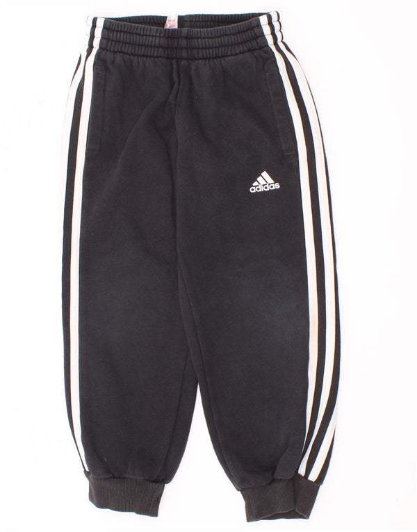 Adidas Boys Tracksuit Trousers Joggers 5-6 ετών Μαύρο βαμβακερό