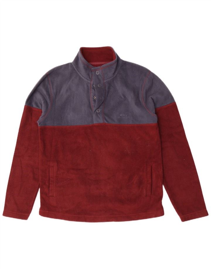 WEIRD FISH Ανδρικό κουμπιά λαιμό Fleece Jumper Large Maroon Colourblock