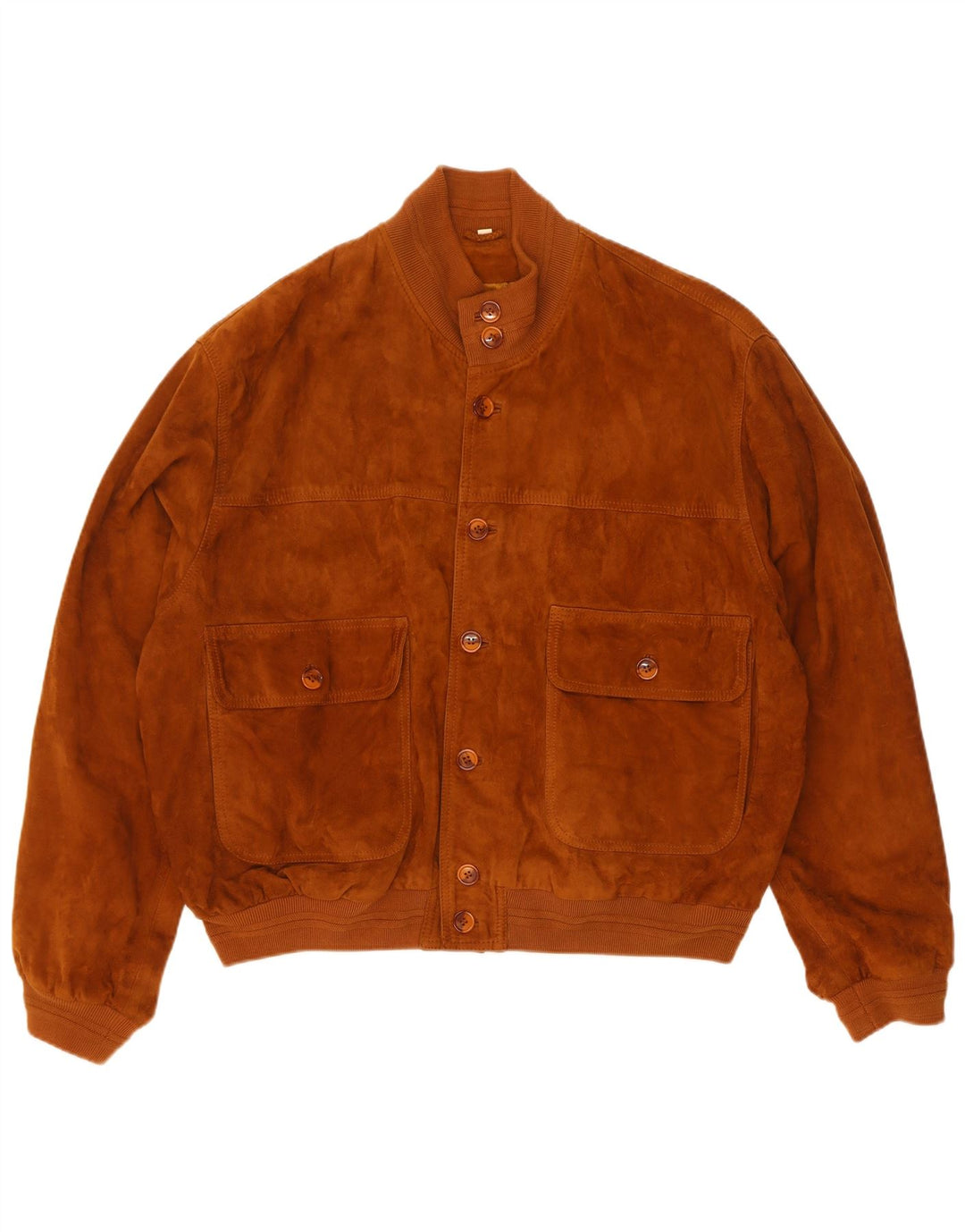 Vintage Ανδρικό Suede Bomber Jacket IT 50 Large Brown Δερμάτινο