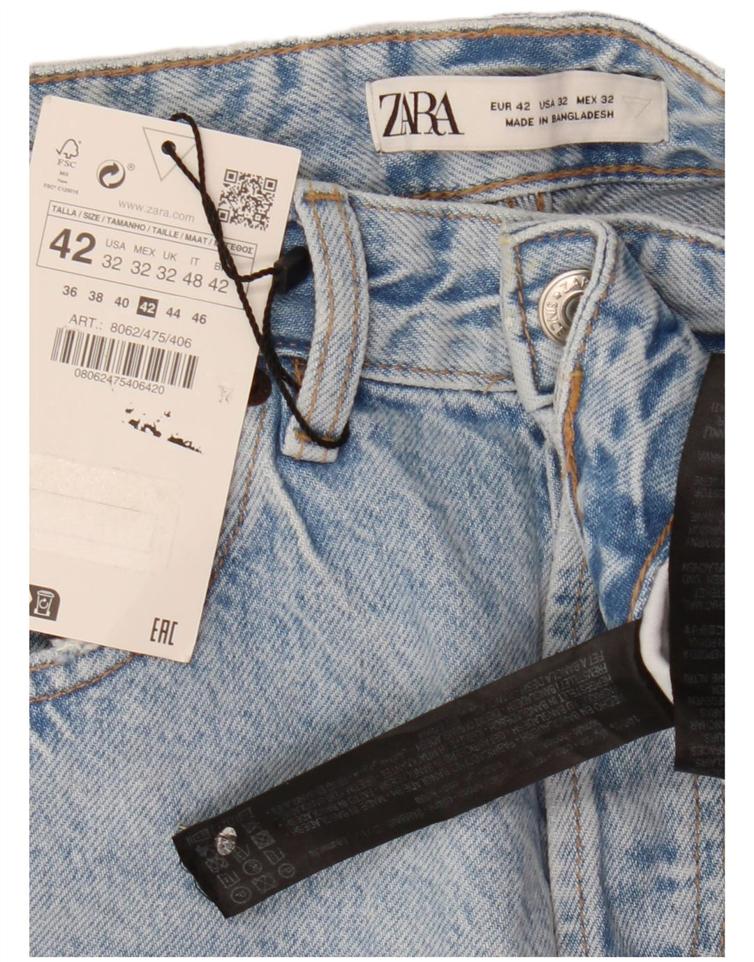 Zara Ανδρικό Slim Cropped Jeans EU 42 Large W32 L27 Μπλε βαμβακερό