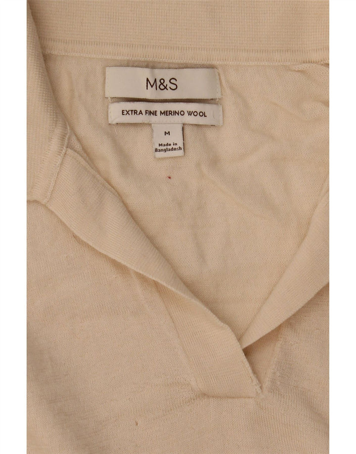Marks & Spencer Γυναικείο Πόλο πουλόβερ με λαιμόκοψη UK 12 μεσαίο μπεζ μαλλί