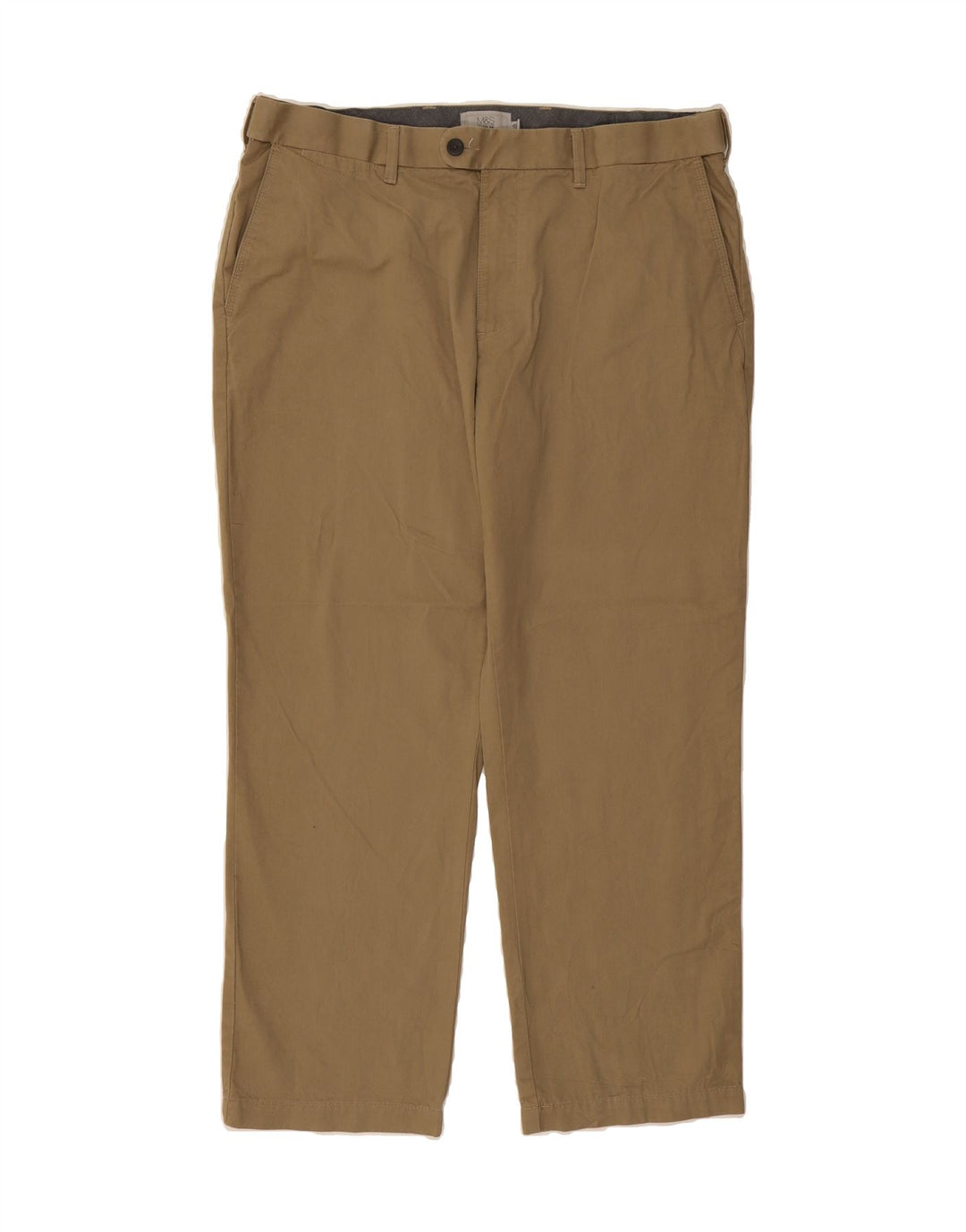 MARKS & SPENCER Mens Regular Straight Suit Trousers W38 L29 Beige Cotton Vintage Marks & Spencer and Second-Hand Marks & Spencer from Messina Hembry 