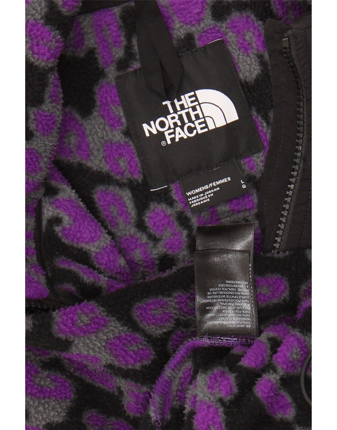 THE NORTH FACE Γυναικείο Fleece Jacket UK 16 Large Purple Animal Print