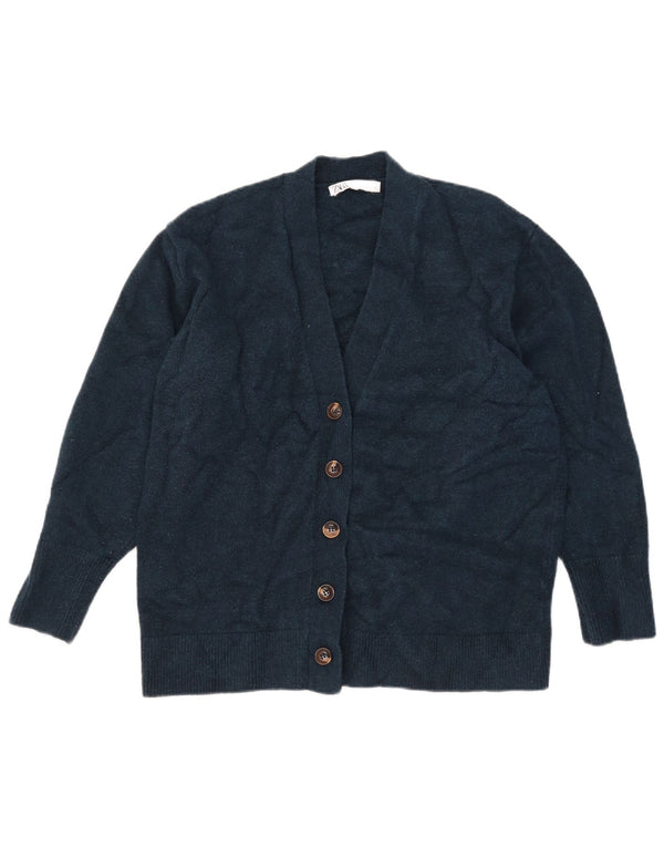 Zara Γυναικεία Ζακέτα UK 16 Large Navy Blue Acrylic