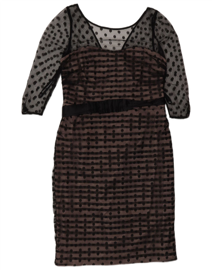 Coast γυναικείο φόρεμα με μανίκια 3/4 UK 14 μεσαίο μαύρο πουά πολυεστέρας