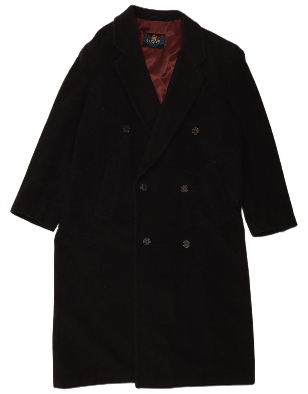 BUGATTI Ανδρικό Χαλαρό Παλτό Διπλό Στήθος IT 48 Μεσαίο Μαύρο Μαλλί