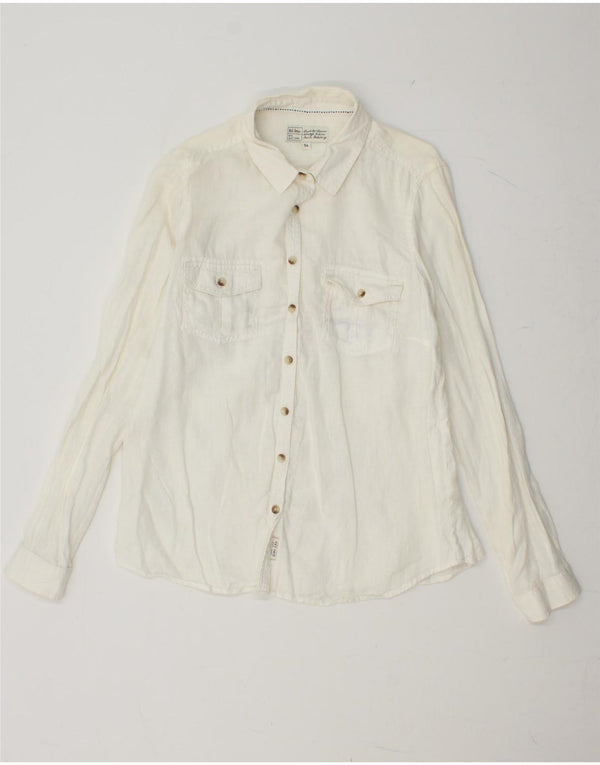 FAT FACE Γυναικείο Πουκάμισο UK 14 Medium Off White Λινό