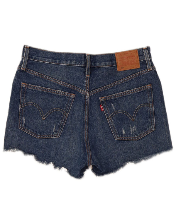 Levi's Womens 501 Distressed Denim Short W27 Small Navy Blue Cotton