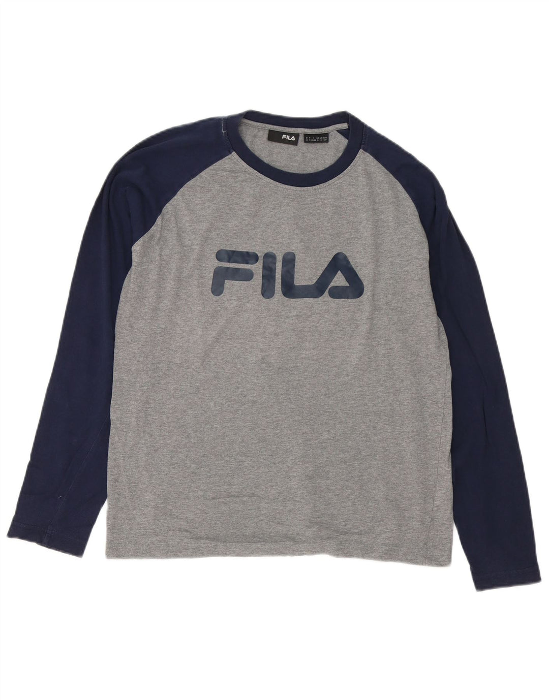 Ανδρικό γραφικό τοπ Fila, μακρυμάνικο, μικρό γκρι, βαμβακερό