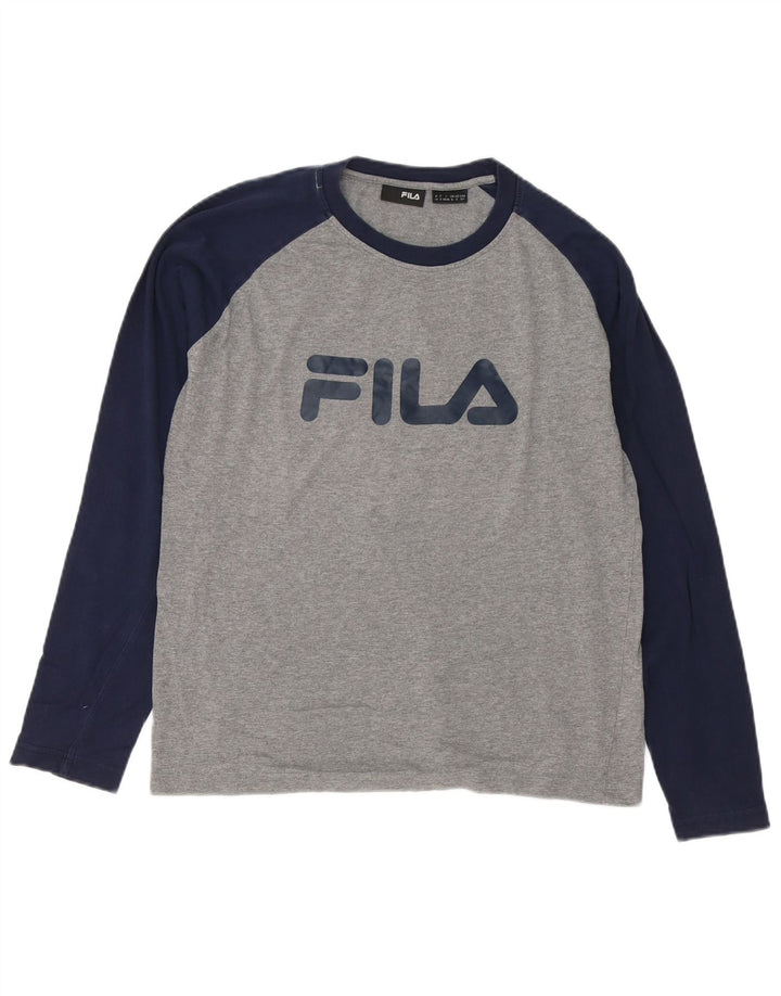 Ανδρικό γραφικό τοπ Fila, μακρυμάνικο, μικρό γκρι, βαμβακερό