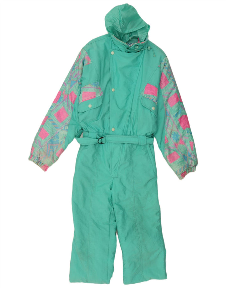 C.KEER Ανδρική φόρμα σκι με κουκούλα μεγάλη τιρκουάζ γεωμετρική