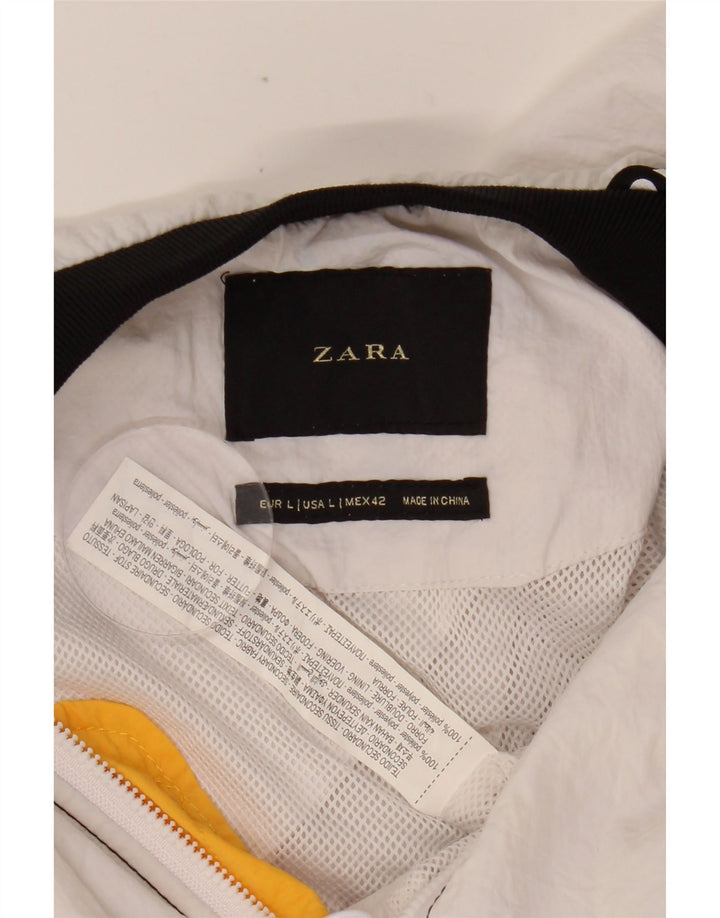 Ανδρικό γραφικό τζάκετ ZARA UK 40 Large White Colourblock