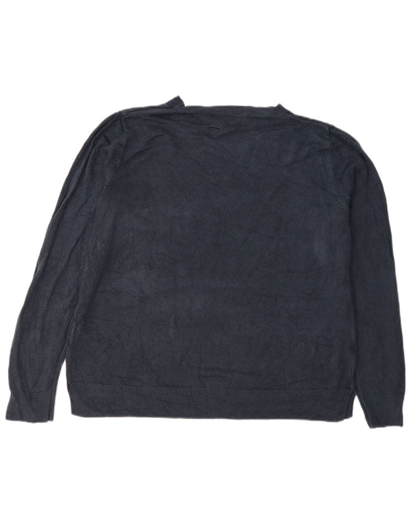 Marks & Spencer Γυναικείο πουλόβερ με λαιμό σκάφος UK 18 XL Navy Blue Acrylic