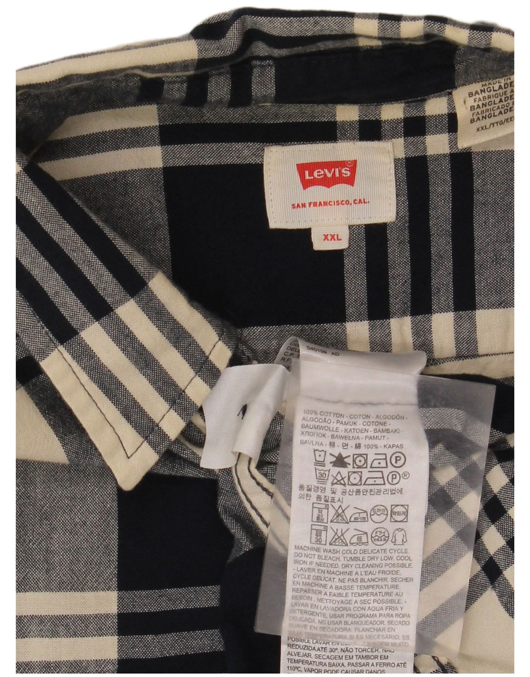Ανδρικό πουκάμισο Levi's Flannel 2XL Navy Blue καρό βαμβακερό