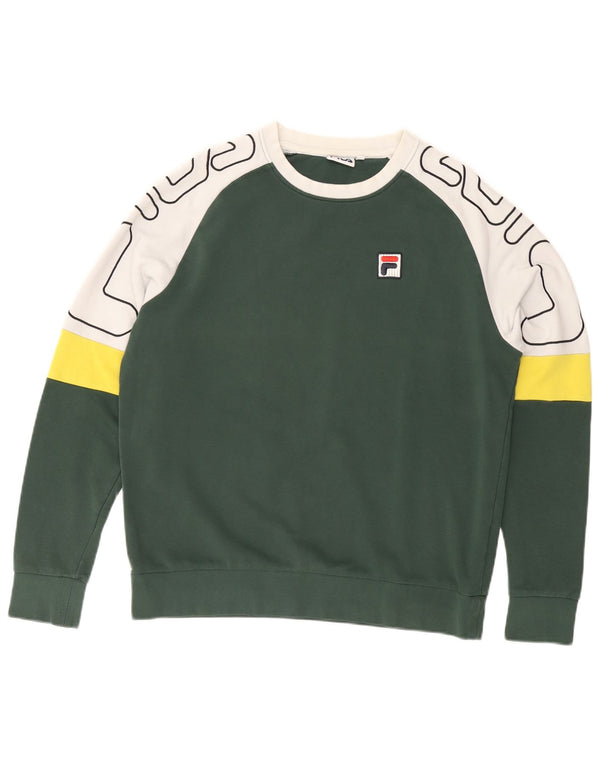 Ανδρικό γραφικό φούτερ FILA Jumper Small Green Colourblock Βαμβακερό